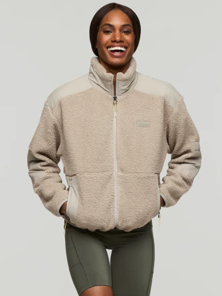 Woman wearing a Cotopaxi fleece jacket